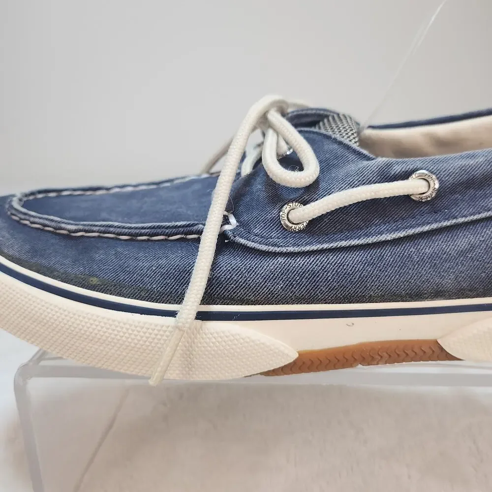Sperry Top Sider Mens 12 Blue Canvas Boat Shoes Faded Low Tops Fabric Preppy